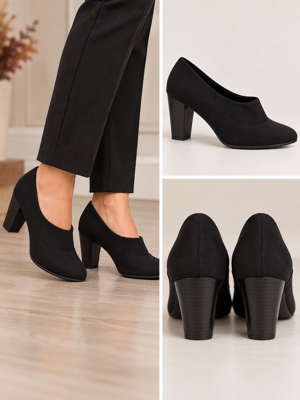 New York Transit Black Pointed Toe Block Heel Pumps Size 8M